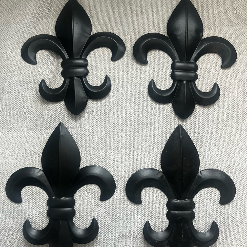 Black Fleur-de-Lis Wall Decor Set of 4